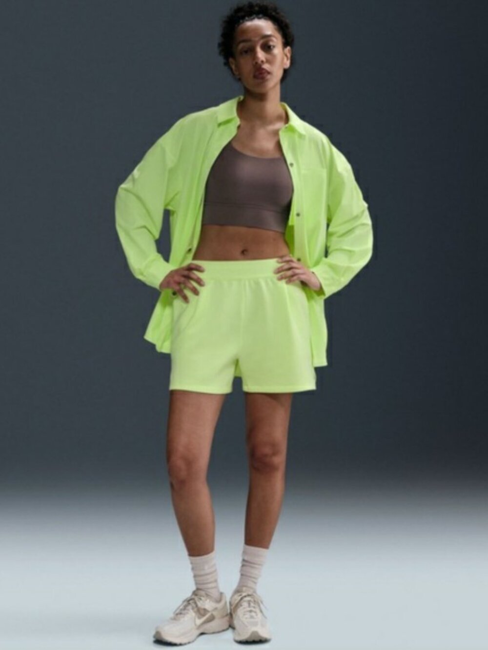 Nike Women's 24.7 Impossibly Soft Dri-Fit 4" Short in Light Yellow Green NWT
